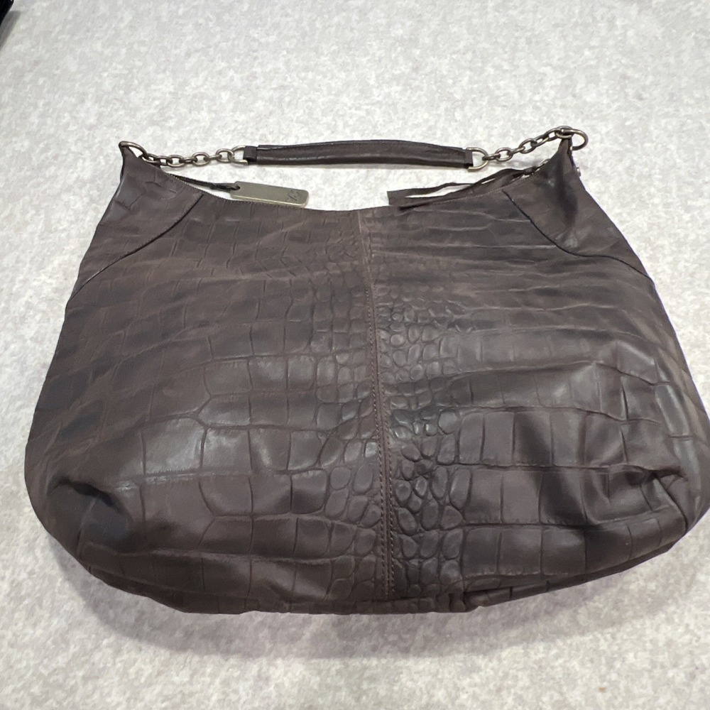 Botkier Brown Shoulder Bag Ruched Chain Handle Y2K 2000s Boho Glam Designer - Picture 2 of 16